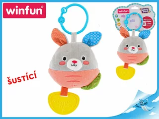 Winfun Chrastítko/kousátko králíček plyšový 17 cm šustící 0m+ na kartě