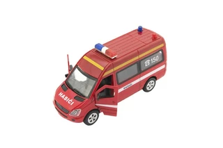 Auto hasiči kov/plast 15 cm na baterie se světlem se zvukem na zpětné natažení