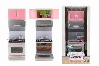 Kuchyňka s doplňky plast na baterie se světlem se zvukem v krabici 18x36x8 cm