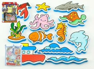 Teddies Vodolepky Moje první zvířátka oceán pěnová sada se síťkou 12 ks
