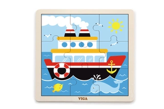Viga Dřevěné puzzle 9 dílků - loď