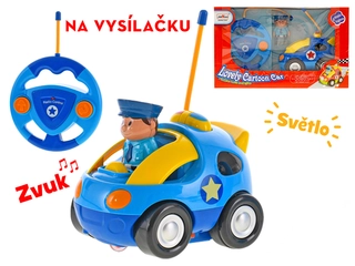 R/C auto policejní 13cm 27MHz na baterie se světlem a zvukem 18m+ 2barvy v krabičce