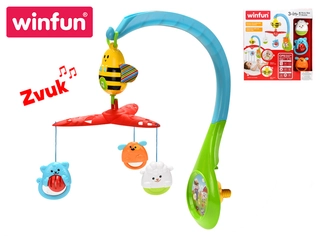 Winfun Kolotoč nad postýlku 50 cm s chrastítky a kousátkem na baterie se zvukem 0 m+ v krabičce