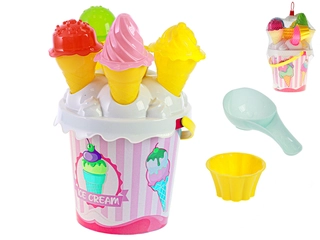 Sada na písek 27 cm zmrzlina růžová 15 ks 10m+ v síťce