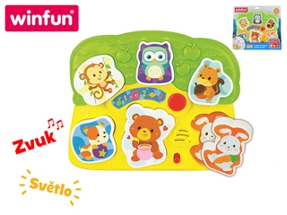 Winfun Vkládačka zvířátka interaktivní na baterie se světlem a zvukem 12 m+ v krabičce
