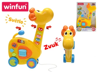 Winfun Žirafa tahací/kytara 2v1 34 cm na baterie se světlem a zvukem 18m+ v krabičce