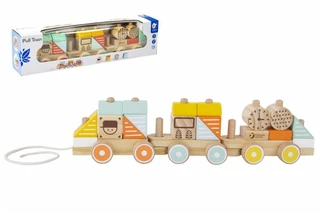 Teddies Vlak dřevo tahací 21 dílků v krabici 48x12x8,5cm 12m+
