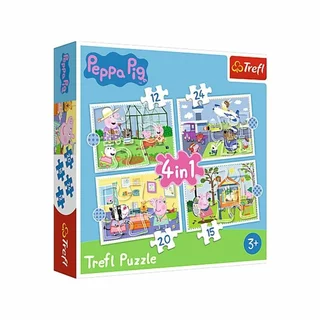Trefl Puzzle 4v1 Peppa Pig/Prásátko Pepa Vzpomínka na prázdniny v krabici 28x28x6cm