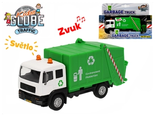 Mikro Trading Auto popelářské 15cm kov na zpětný chod na baterie se světlem a zvukem v krabičce