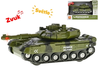 Mikro Trading Tank 19,5cm 1:20 na setrvačník na baterie se světlem a zvukem v krabičce
