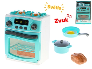 Kuchyňský sporák s troubou 22x17,5cm na baterie se světlem, zvukem a doplňky 18m+ v krabičce