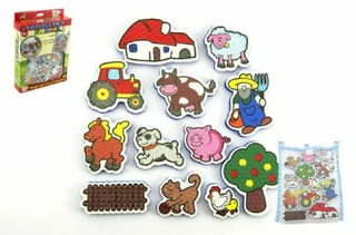 Teddies Vodolepky Moje první zvířátka farma pěnová sada se síťkou 12ks v krabici 19x27x5cm
