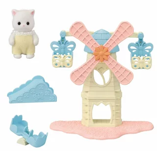 Sylvanian Families Zábavný park s větrným mlýnem a kotětem