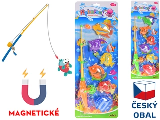 Název: Hra magnetická rybář s udičkou 40cm a 6ks rybiček 2barvy na kartě