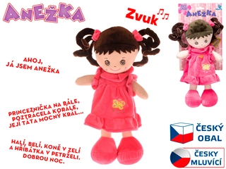 Mikro Trading Panenka Anežka 36cm na baterie česky mluvící a zpívající brunetka 0m+ na kartě