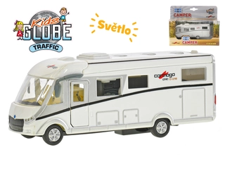Kids Globe Traffic karavan Carthago 16cm kov zpětný chod na baterie se světlem v krabičce