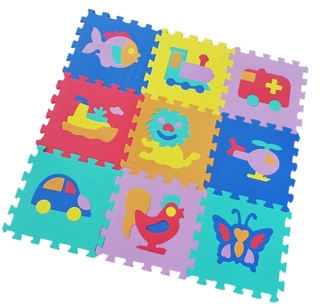 Alltoys Pěnové puzzle zvířátka a dopravní prostředky 9 ks