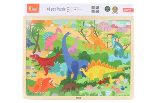 Viga Dřevěné puzzle 48 dílků - dinosauři