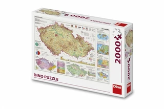 Dino Puzzle Mapa České Republiky 97x69cm 2000 dílků v krabici 32x23x7cm