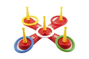 Házecí hra plast kříž s kruhy v síťce 46x12x8cm