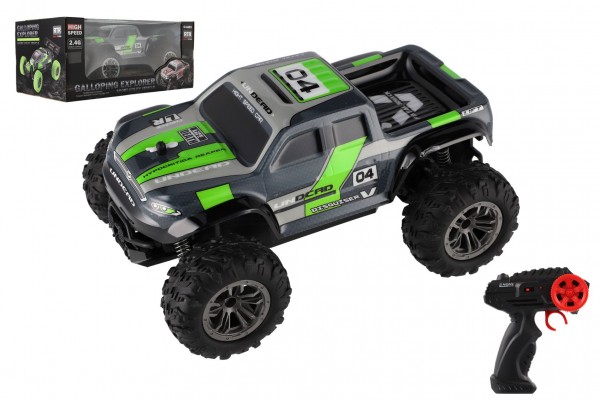 Teddies Auto RC pick up terénní plast 25cm 2,4GHZ na baterie šedo-zelený v krabici 32x14x18cm