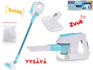 Mikro Trading Vysavač tyčový 34cm na baterie s doplňky 3ks se světlem a zvukem v krabičce