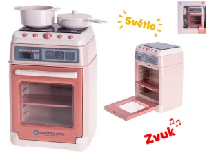Sporák 15x10cm na baterie se světlem a zvukem s doplňky v krabičce