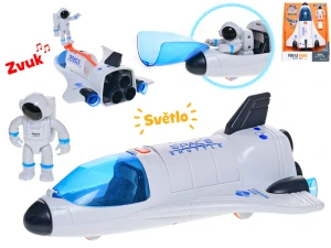 Mikro Trading Space raketoplán 20cm volný chod na baterie se světlem a zvukem + astronaut 6cm v krabičce