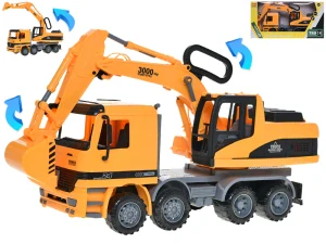 Mikro Trading Auto nákladní 35cm 1:10 na setrvačník s otočnou kabinou bagru v krabičce