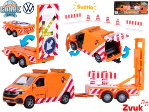 Kids Globe Traffic VW Transporter 27cm na baterie kov zpětný chod s se světlem v krabičce