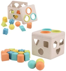 Johntoy Vkládačka kostka Happy World bio plastic