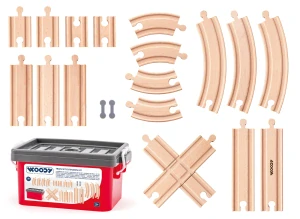 Woody Set kolejí v plastovém boxu, 20ks