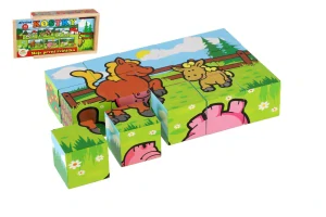 Teddies Kostky kubus Moje první zvířátka dřevo 15ks v dřevěné krabičce 20x13x5,2cm od 12 měsíců MPZ