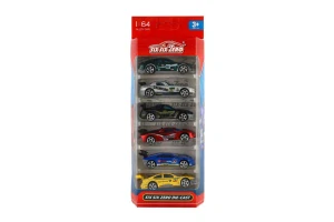 Teddies Auto závodní 6ks kov/plast 8cm na volný chod v krabičce 10,5x27x4cm