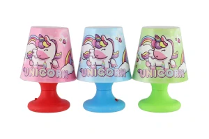 Teddies Mini lampička s jednorožcem na stůl plast 8x11cm na baterie 3 barvy