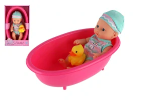 Teddies Miminko panenka s kačenkou 22cm ve vaničce plast v krabici 20x33x10cm