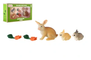 Teddies Králík/Králíček 3ks plast s doplňky v krabičce 16x9,5x4cm