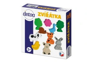 Detoa Sada dřevěných zvířátek 10ks v krabičce 15x15x4cm