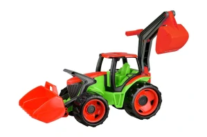 Lena Traktor se lžící a bagrem plast zeleno-červený 65cm v krabici od 3 let