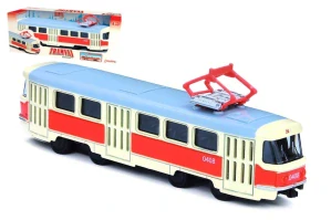 Rappa Tramvaj Tatra T3 česká kovová 16cm retro na zpětný chod v krabičce 20x8x6cm CZ design