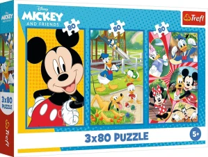 Trefl Puzzle Mickeyho parta, 3 × 80 dílky