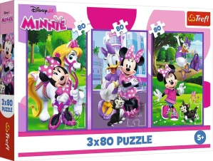 Trefl Puzzle Minnie s kamarády, 3 × 80 dílky