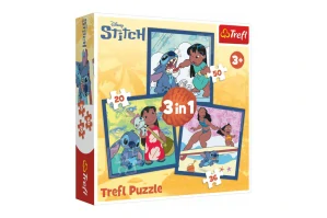 Trefl Puzzle 3v1 Lilo&Stitch - Čas se Stitchem 20x19,5cm v krabici 28x28x6cm