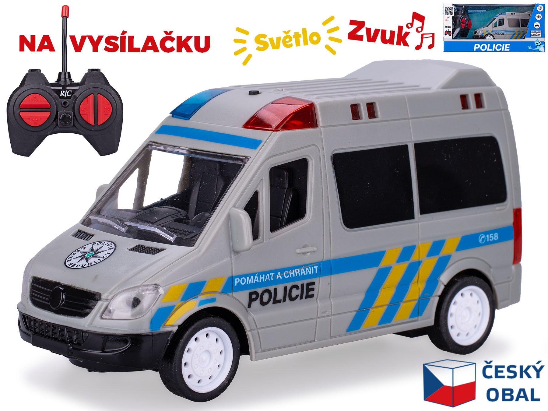 Mikro Trading  R/C auto policie CZ 17cm 27MHz plná funkce na baterie se světlem a zvukem v krabičce