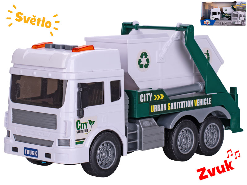 Mikro Trading Auto popelářské kontejner 28cm na setrvačník na baterie se světlem a zvukem v krabičce