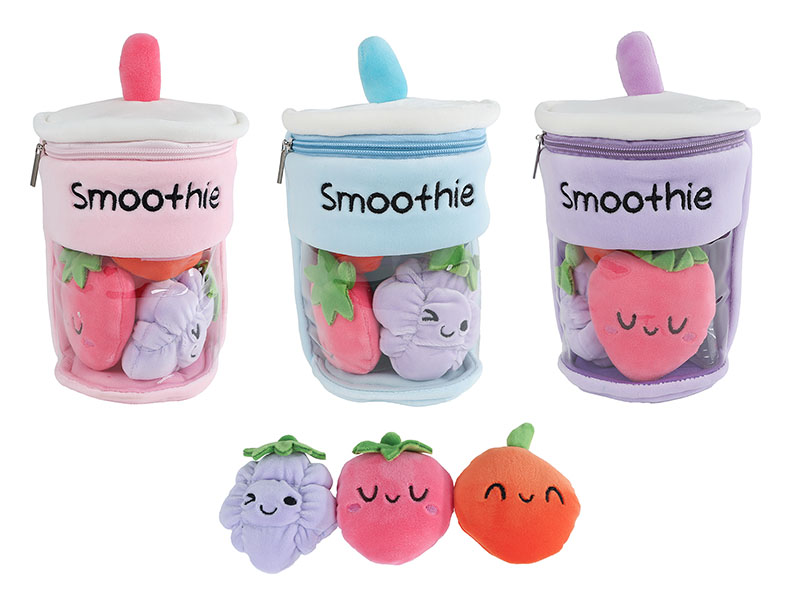 Mikro Trading Fluffy Menu smoothie nápoj 25cm plyšový s ovocem 3ks 3barvy 0m+