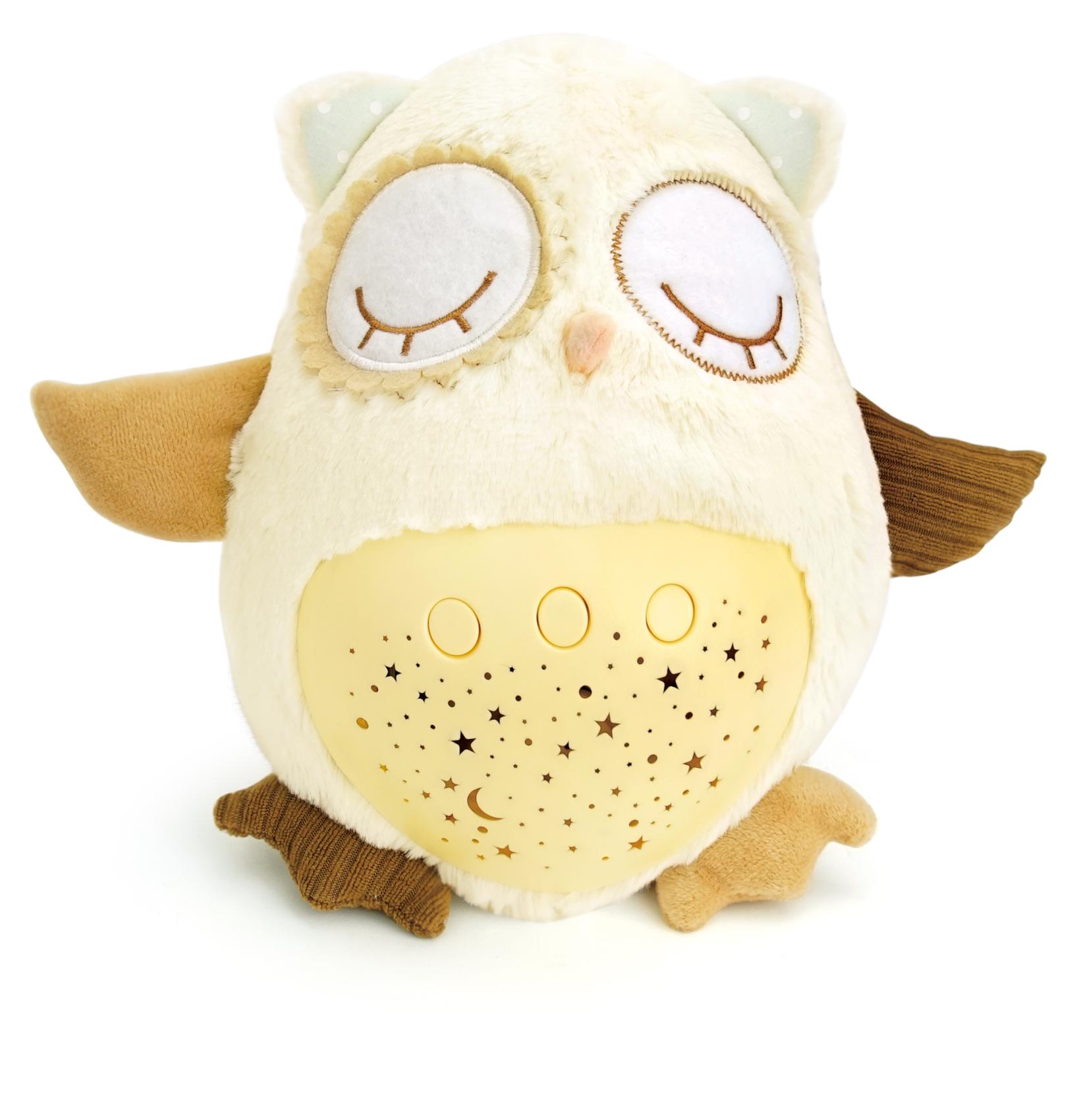 Teddies Sovička Usínáček plyš 25cm na baterie se světlem se zvukem v krabici 22x26x17cm 0m+