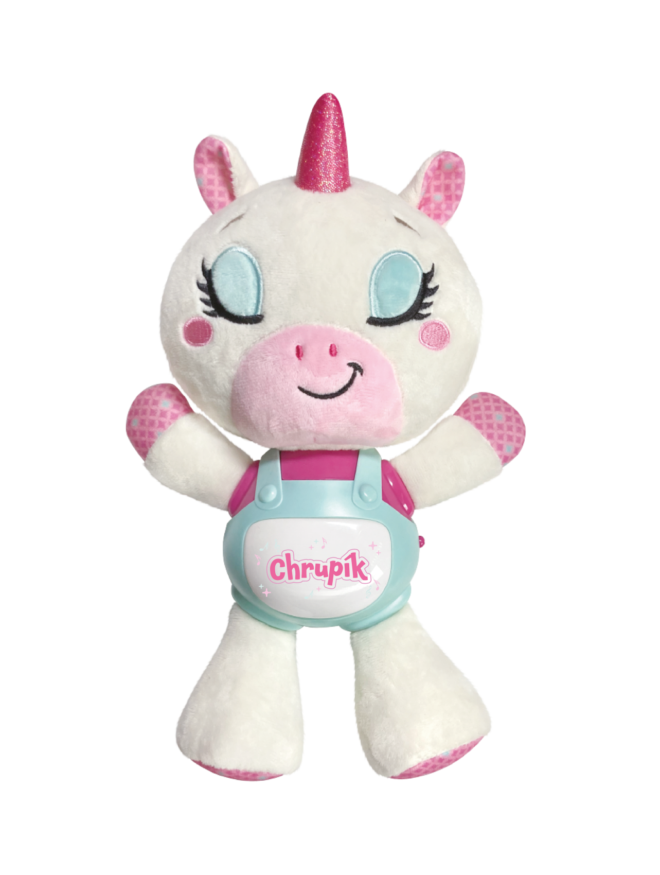 Teddies Jednorožec Chrupík usínáček plyš/plast na baterie se zvukem se světlem v krabici 22x30x10,5cm 6m+