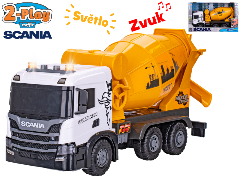 Mikro trading 2-Play Traffic - Auto domíchávač Scania 54 cm na setrvačník se světlem a zvukem