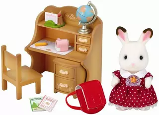 Sylvanian Families Nábytek "chocolate" králíků - sestra u psacího stolu se židlí